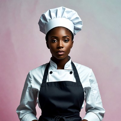African-American woman in chef uniform