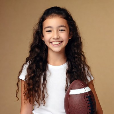 Girl holding football