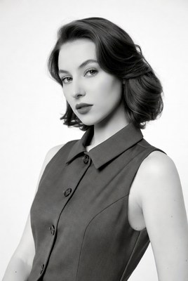 Woman in sleeveless buttoned vest