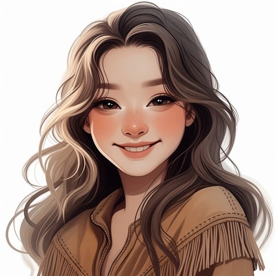 Smiling Asian woman with brown hair