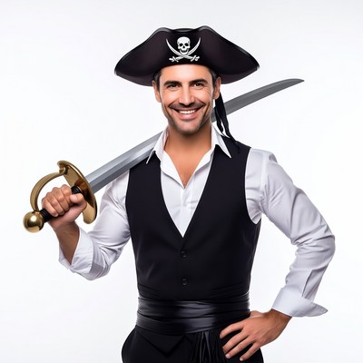 Man in pirate costume with sword