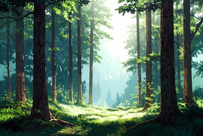 Sunlit Forest Path Illustration