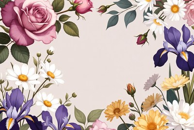 Colorful Floral Frame Illustration