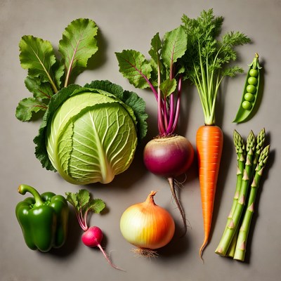 Fresh Vegetables on Gray Background