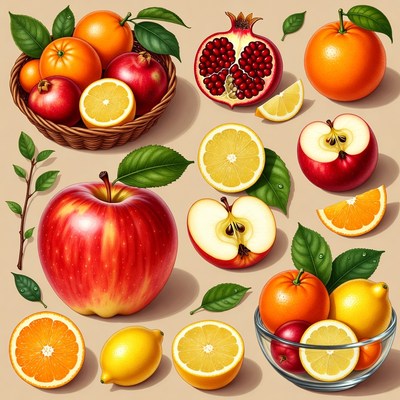 Fresh Fruits Basket Illustration