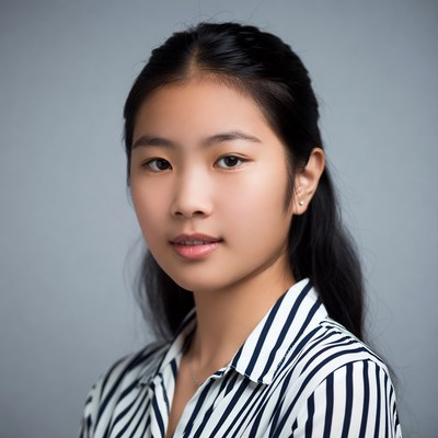 Asian girl in striped shirt