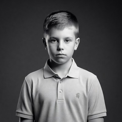 Young boy in polo shirt portrait