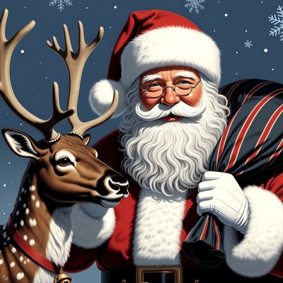 Santa Claus with reindeer