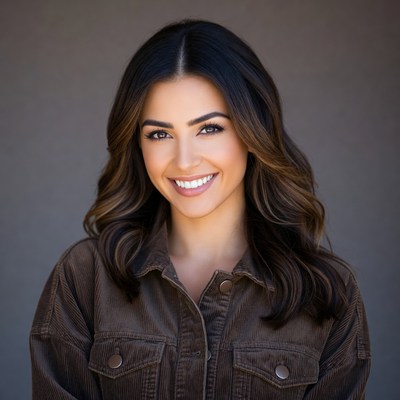 Smiling woman with long brown hair