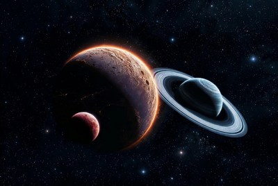 Saturn and Mars in Deep Space