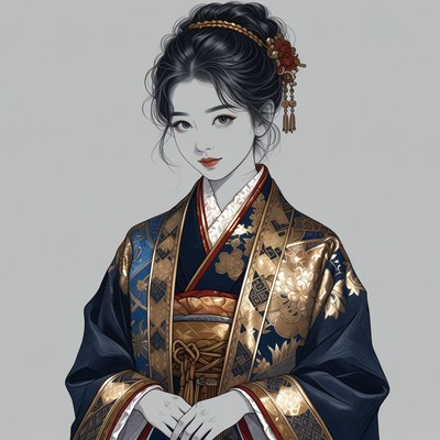 Beautiful Asian woman in kimono