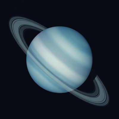 Uranus with Rings in Space