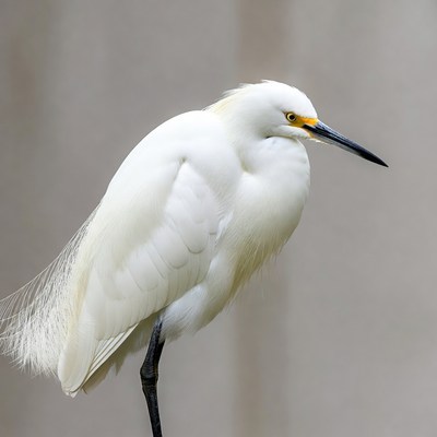 White Egret Standing on Leg