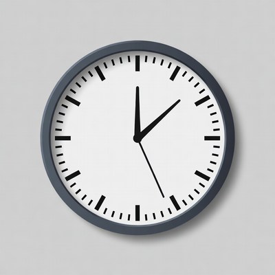 Gray wall clock showing 12:00