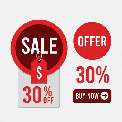 30% Off Sale Badge and Buy Now Button
