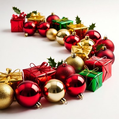 Christmas Ornaments and Gifts Border