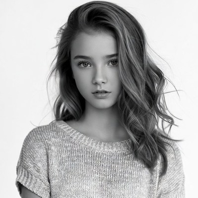 Teen girl with wavy hair portrait