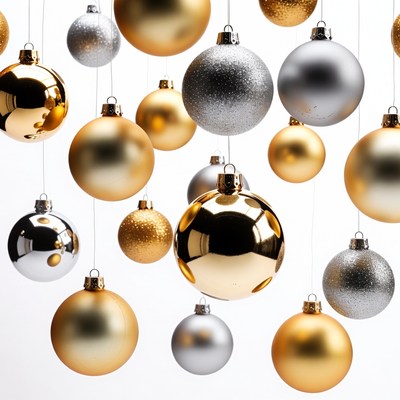 Hanging Gold and Silver Christmas Ornaments