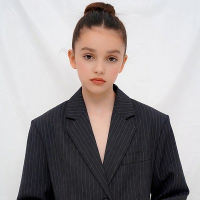 Girl in pinstripe blazer portrait