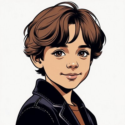 Cartoon boy in leather jacket