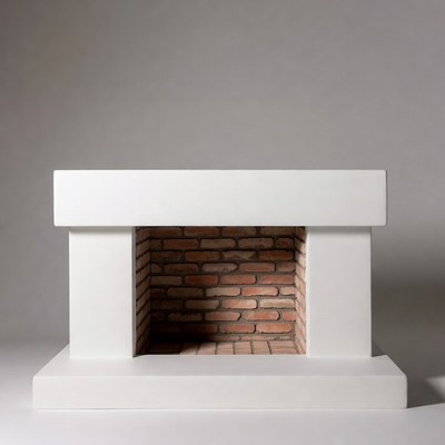 White Modern Fireplace with Brick Interior