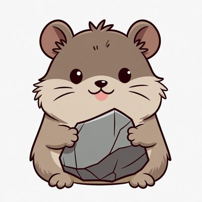 Cute hamster holding rock