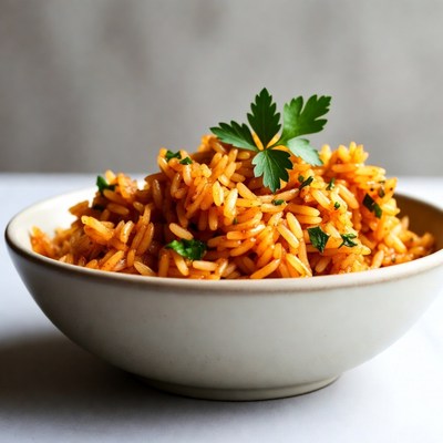 Saffron Rice with Parsley Garnish