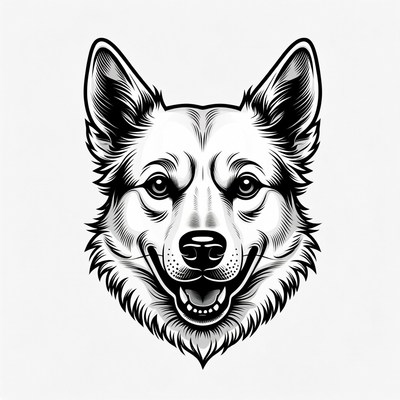 White Dog Head Illustration