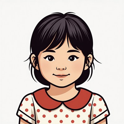 Asian girl in polka dot dress