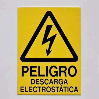 Yellow electrostatic discharge danger sign