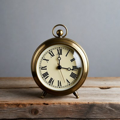 Vintage Brass Pocket Watch on Wood