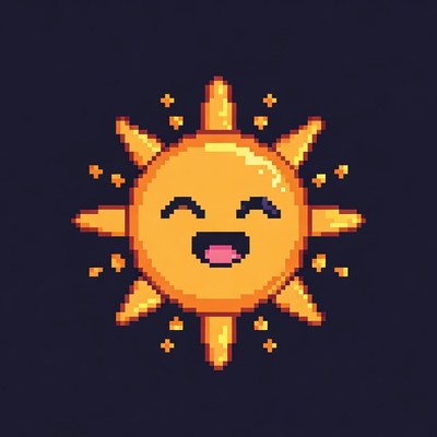 Smiling Pixel Art Sun
