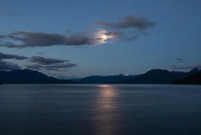 Full Moon Over Mountain Lake