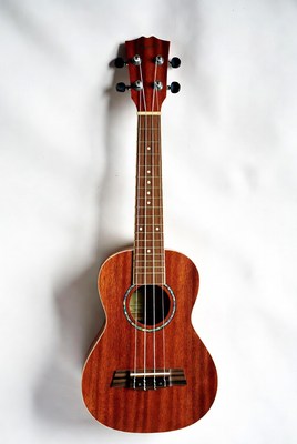Red Ukulele on White Background
