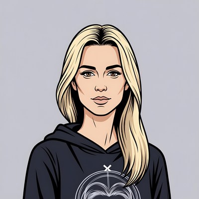 Blonde woman in black hoodie