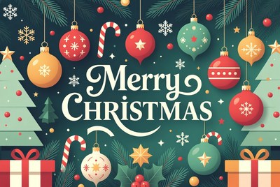 Merry Christmas Illustration with Ornaments
