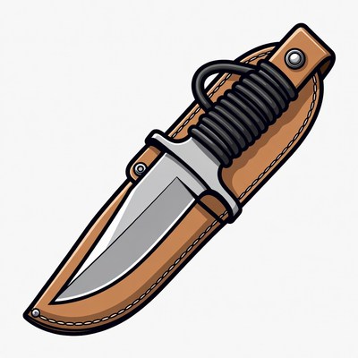 Survival Knife in Leather Sheath