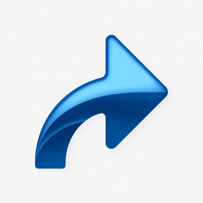 Blue Curved Right Arrow Icon
