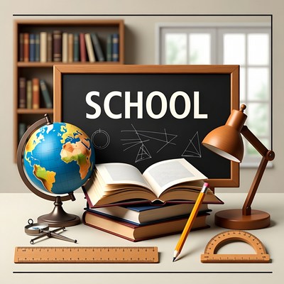 School Supplies on Desk