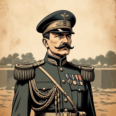 Vintage military officer in uniform