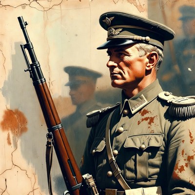 German Soldier Holding Rifle