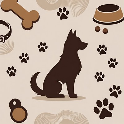 Silhouette Dog with Pet Accessories