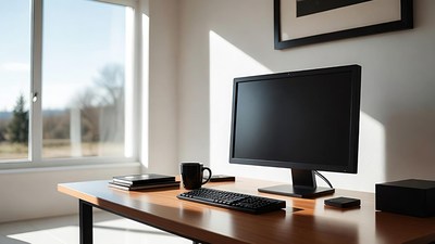 Modern Office Desk with Computer