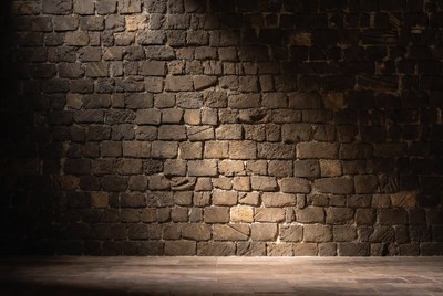 Stone Brick Wall with Spotlight