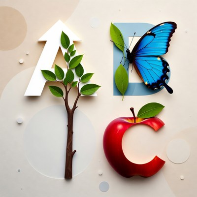 ABC Letters with Butterfly Apple Tree