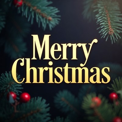 Merry Christmas with Fir Branches