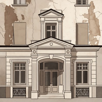 Old European Building with Columns