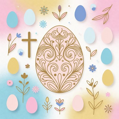 Easter Eggs with Cross Illustration