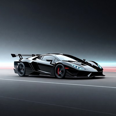 Black Lamborghini Huracan Performante on road