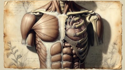 Detailed anatomical male torso illustration